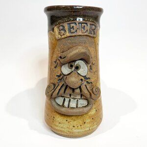 Vintage Ugly Funny Face Studio Pottery Beer Stein / Mug